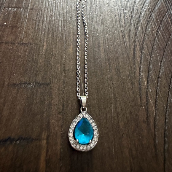 Jewelry - Silver Teardrop Blue Crystal Pendant Necklace - Women Jewelry - Nikola Valenti
